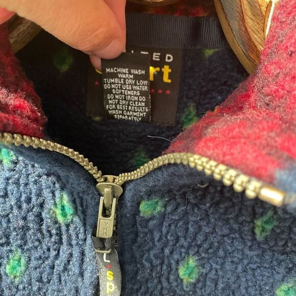 Vintage 90s Limited Sport Reindeer Berber Fleece 1/4 Zip Primary Colors M - Picture 8 of 8